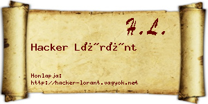 Hacker Lóránt névjegykártya